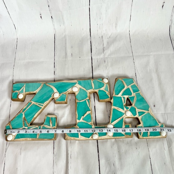 Zeta Tau Alpha Mosaic Letters ZTA turquoise and white - Picture 7 of 7